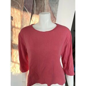 Coral Pink Shirt Top Pure & Simple 3/4 Sleeve Size Medium